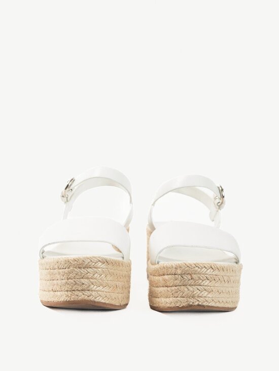 Prada Bianco Vitello Montana Leather Espadrille Wedge Sandals - Picture 2 of 10